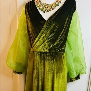 Elegant Green Velvet Dress
